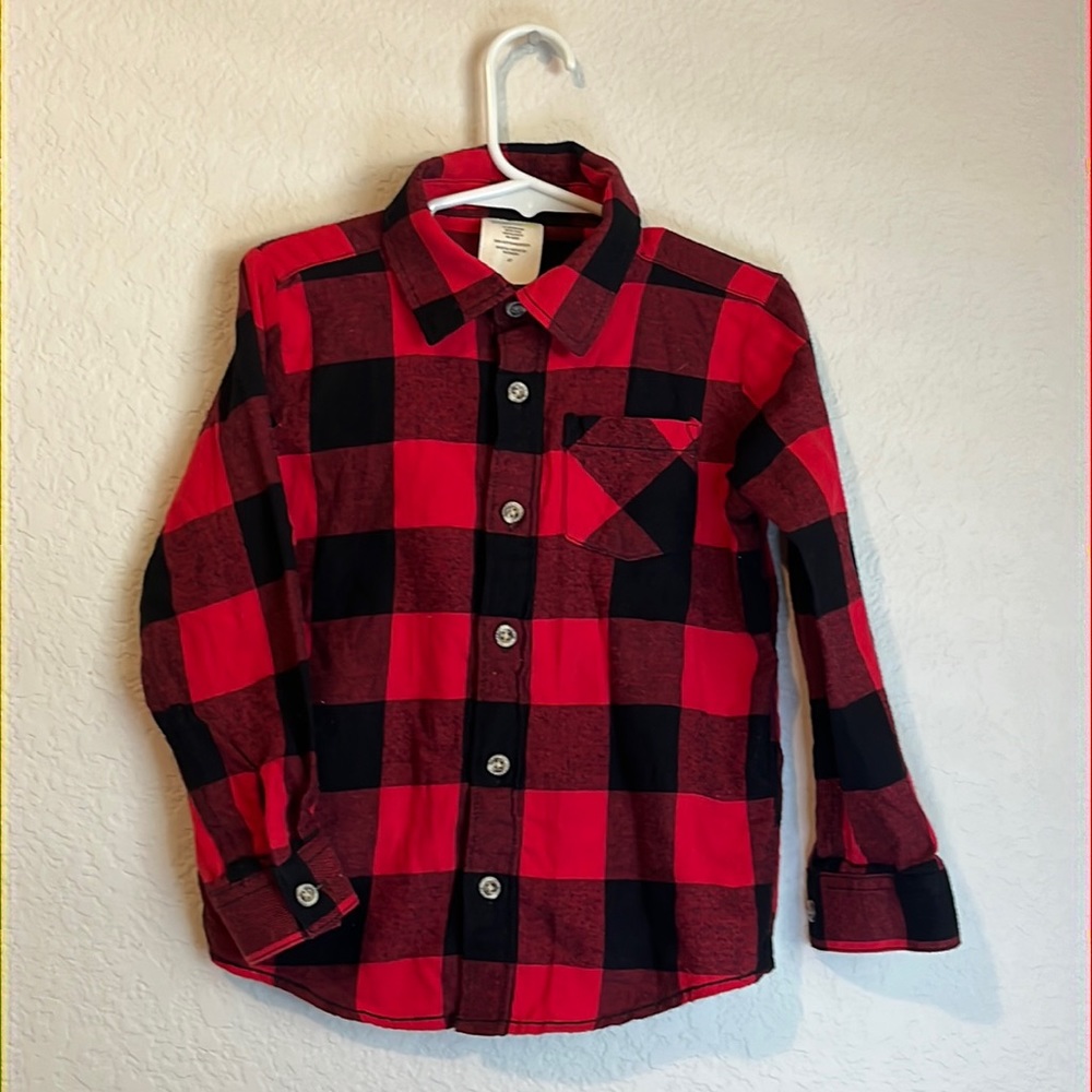 Flannel Long Sleeve Button-Down Shirt 4T